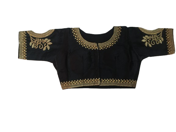 Raw Silk Black Designer Blouse 04